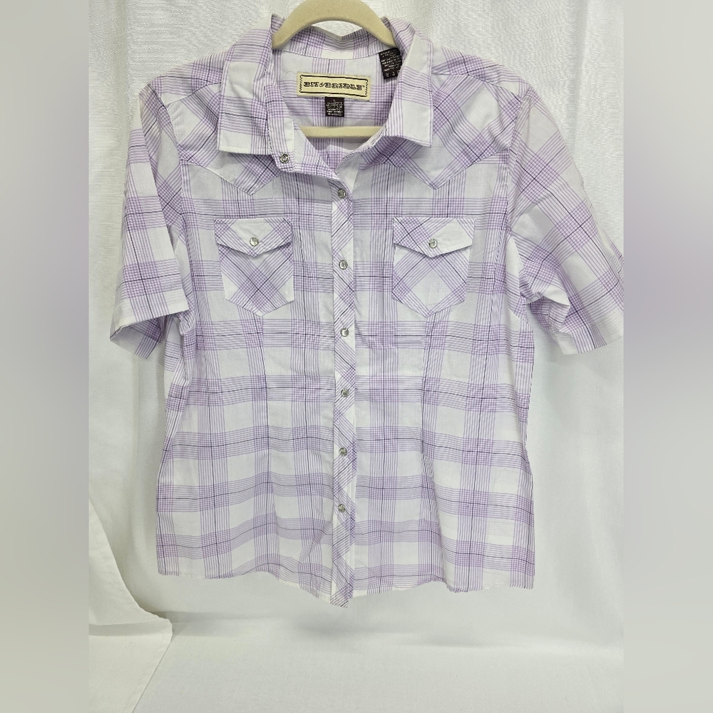 Bit & Bridle Purple Plaid Button Down Shirt